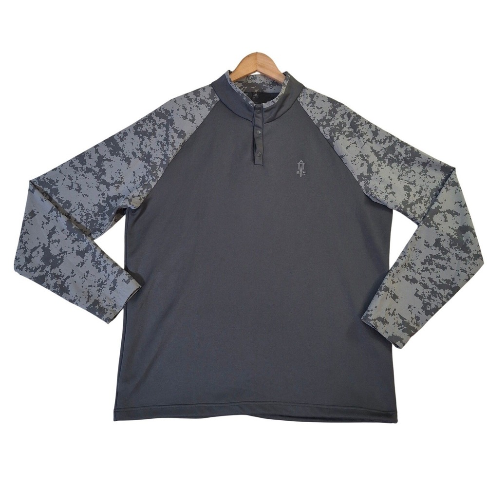 Adidas 1/4 Snap Pullover‎ Mens Large Grey Digital Camo Glen Ridge Country Club